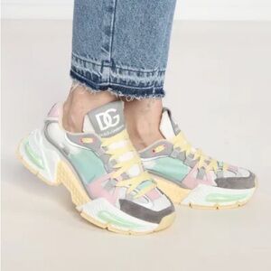 Dolce and Gabbana Air master.Pink and Green Sneakers.